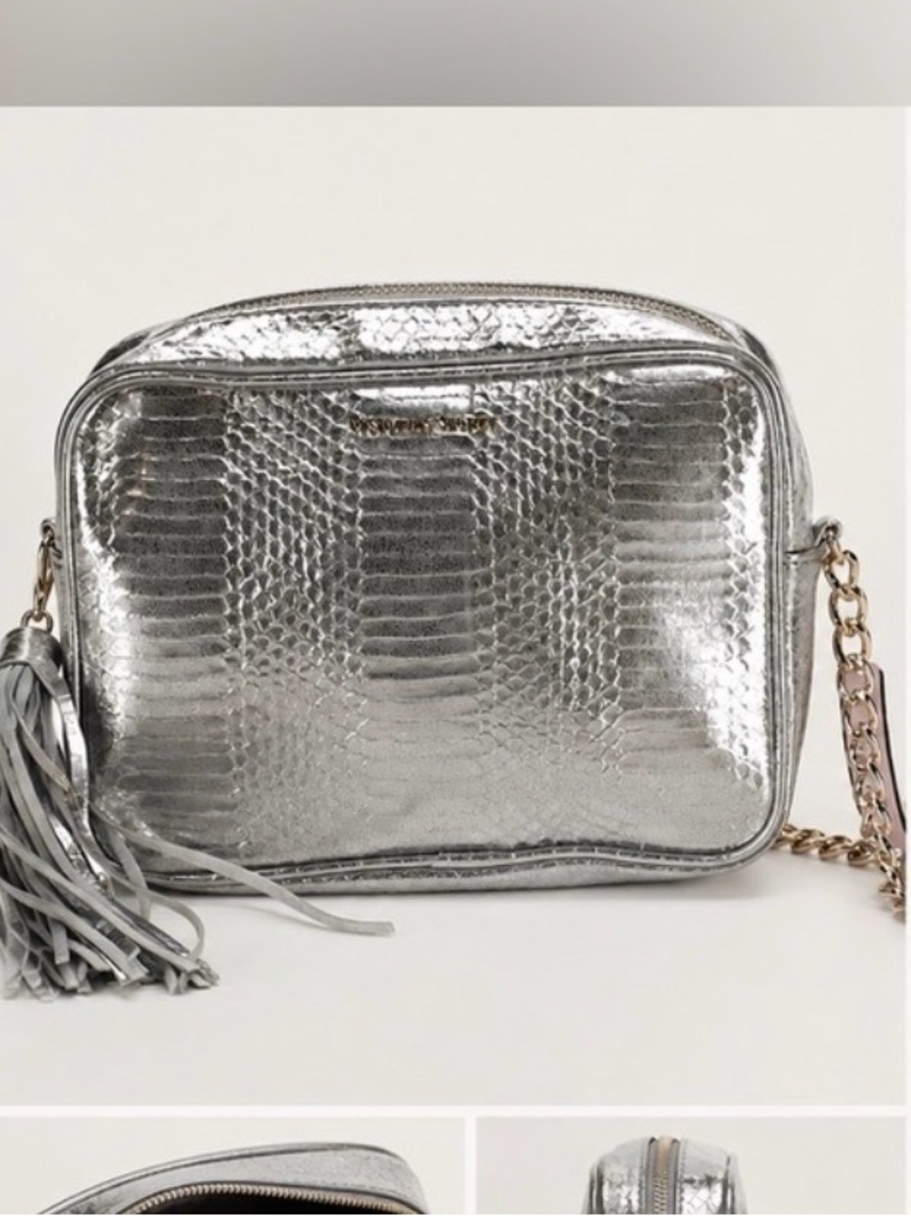 Victoria's Secret 2016 Fashion Show Silver Snakeskin Crossbody Bag
